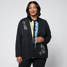 "As Is" Vivica A. Fox Collection Luxe Knit Embellished Blazer 
