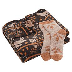 "As Is" Warm & Cozy 100% Polyester Throw & Sock Set