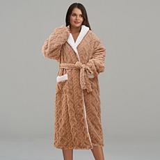 "As Is" Warm & Cozy Cable Knit Plush Robe