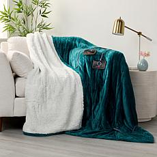 "As Is" Warm & Cozy Plush to Sherpa Queen Size Heated Blanket