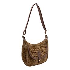 "As Is" Wildflower Straw Montana Crossbody Hobo with Adjustable Strap