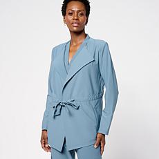 "As Is" Wynne Collection Luxe Crepe Drape Front Jacket