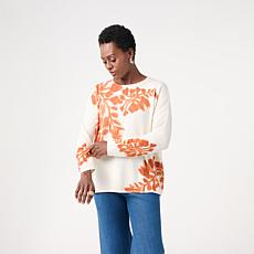 "As Is" Wynne Collection Printed Floral Sweater