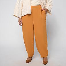"As Is" WynneCollection Drapey Twill Elastic Waist Barrel Leg Pant