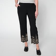 "As Is" WynneCollection FlatterFIT Embroidered Scallop Hem Ankle Pant