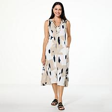 "As Is" WynneCollection Printed Stretch Rayon Dress with Seamed Detail