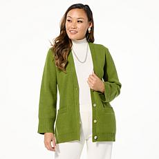 "As Is" WynneLayers Button-Front Rounded Sleeve Cardigan with Shaping