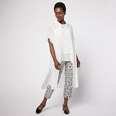 "As Is" WynneLayers Chiffon Cap-Sleeve Collared Duster