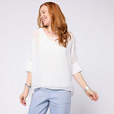 "As Is" WynneLayers Chiffon Poncho with Tank Top