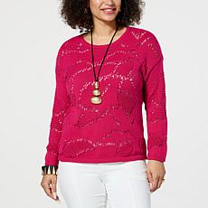 "As Is" WynneLayers Cotton Moving Pointelle Stitch Sweater