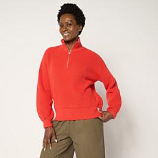 "As Is" WynneLayers Drama Sleeve Half-Zip Top