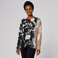 "As Is" WynneLayers Floral Print Pullover Sweater