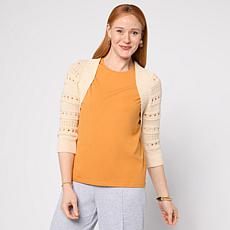 "As Is" WynneLayers Open Stitch 3/4-Sleeve Please Shrug