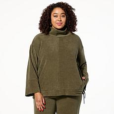 "As Is" WynneLayers Plush Ottoman Knit Drawstring Mock-Neck Top