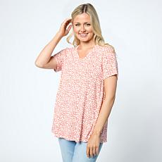 "As Is" WynneLayers Printed Jersey Knit V-Neck Butterfly Tee