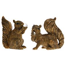 august & leo Set of 2 Jeweled Squirrel Statues