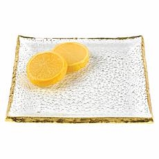 Badash Gold Edge Handcrafted Glass 5" Square Plates Set of 4