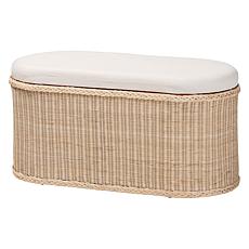 bali and pari Barid Rattan Oval Storage Bench with Cushion