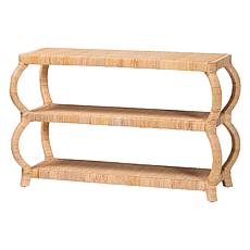 bali and pari Dalida Rustic Mahogany and Rattan 3-Tier Console Table