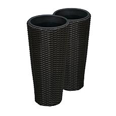 Balkene Home Noah Round Wicker Planter 2-Piece Set - Black