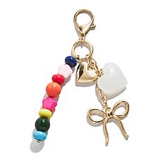BAUBLEBAR Goldtone Heart & Bow Beaded Bag Charm