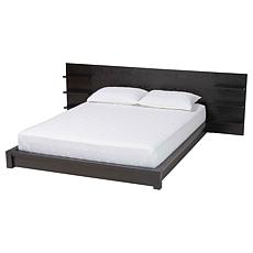 Baxton Studio Elina Queen Walnut Brown Wood Platform Bed with Shelves