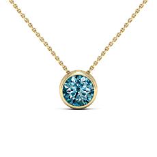 BellaMoi 14K 2ct Created Blue Moissanite Solitaire Necklace