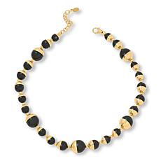 Bellezza 18" Bronze Black Chalcedony Beaded Necklace