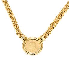 Bellezza 20 Lira Coin Bronze Byzantine Chain Necklace