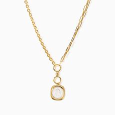 Bellezza Bronze Double Chain Necklace with Lira Coin Pendant