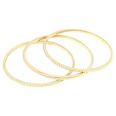 Bellezza Bronze Multi-Textured 8-1/4" Bangle Bracelet 3-piece Set