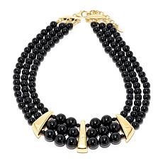 Bellezza Bronze Onyx Three-Row Beaded Necklace