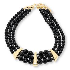 Bellezza Bronze Onyx Three-Row Beaded Necklace