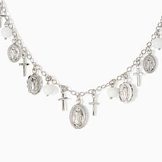 Bellezza Bronze Religious Charm Motif & Stone Necklace