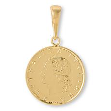 Bellezza Goldtone 20 Lira Coin Polished Enhancer Pendant