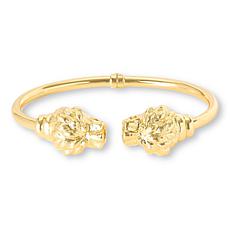 Bellezza Polished Lion Head Hinged Cuff Bangle Bracelet