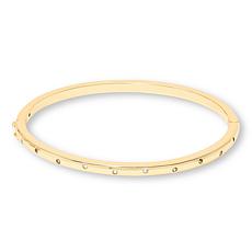 Bellezza White Topaz Hinged Oval Bangle Bracelet