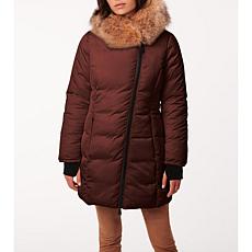 Bernardo Heavyweight Coat with Fur-Trimmed Oversized Hood