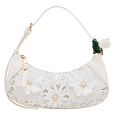 Betsey Johnson Lacey Crochet White Shoulder Bag