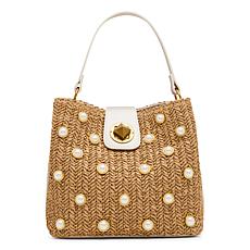 Betsey Johnson Pearl Raffia Bucket Bag