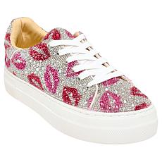 Betsey Johnson Sidny Hearts or Lips Rhinestone Sneaker