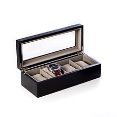 Bey-Berk Matte Black Wood 4-Slot Watch Box