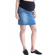 Blooming Women Over Bump Maternity Denim Skirt - Blue