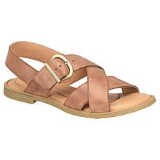 Born Beebe Leather Criss-Cross Buckle Sandal