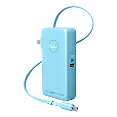 Boundless 10,000 mAh Power Bank w/AC Plug & Retractable Type-C Cable