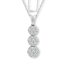 Bright Halo Lab Grown Diamond 2ctw Triple Drop Pendant with Chain