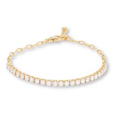 Bright Halo Lab-Grown Diamond Half-Tennis & Paperclip Chain Bracelet