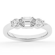 Bright Halo Lab Grown Diamonds 1.25 ctw 3 Stone Ring, Sterling