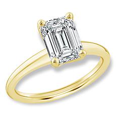 Bright Halo Lab Grown Diamonds 14K Gold 2ct Emerald Cut Solitaire Ring