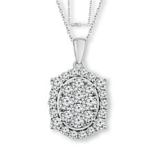 Bright Halo Lab Grown Diamonds 1.50ctw Oval Halo Cluster Pendant